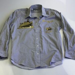 Get Lucky men’s dress button down shirt white/black/gold size M